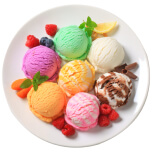 a plate with ice cream